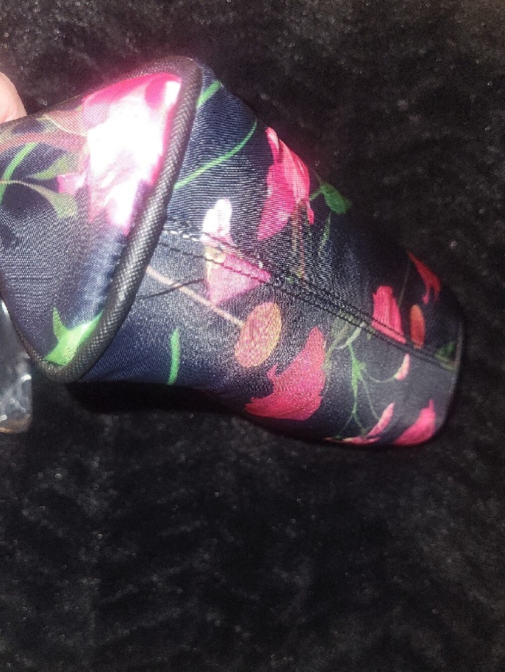 Ted Baker Black Floral Zip Cosmetic Case with Pink Roses - Picture 5 of 5